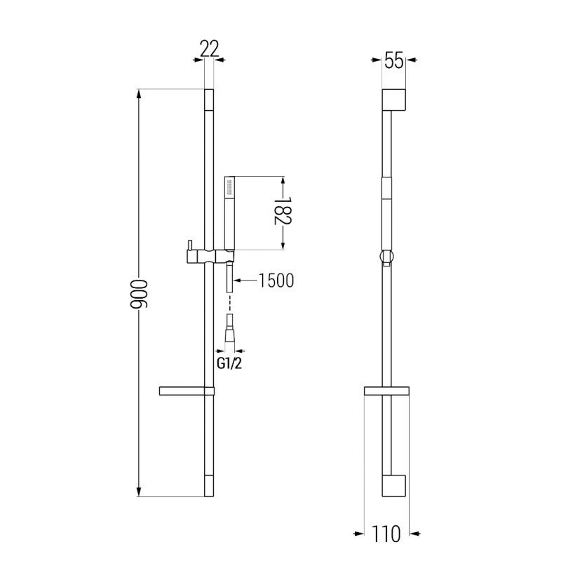 Mexen Zero DS70 badkarsats, krom - 71103DS70-00