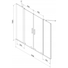 Mexen Velar Duo Badewannenabtrennung 2-flügelig verschiebbar 150 x 150 cm, Graphit, Gold - 896-150-000-42-50