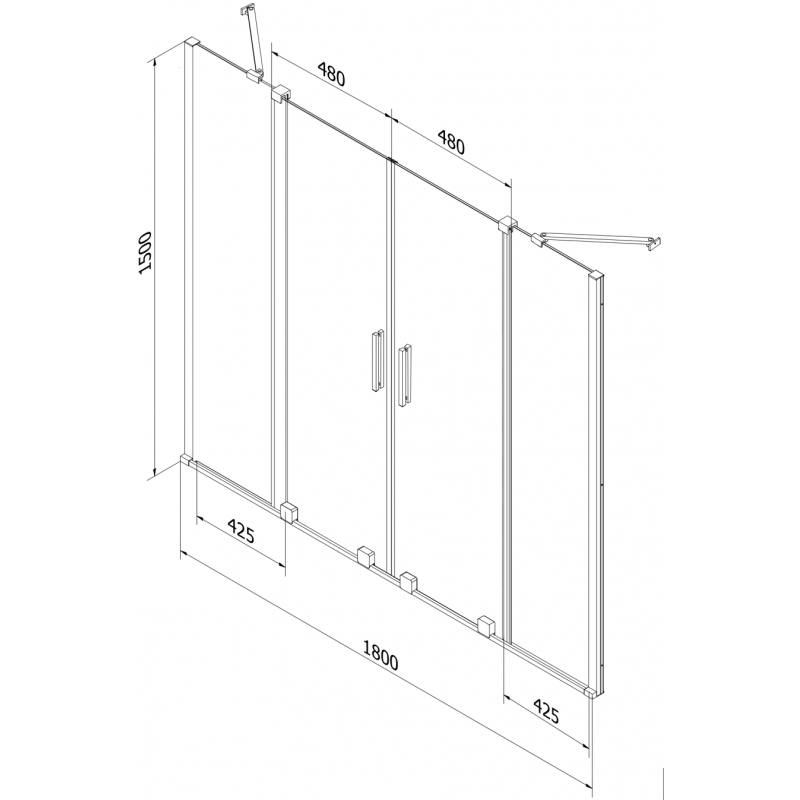 Mexen Velar Duo parawan nawannowy 2-skrzydłowy rozsuwany 180 x 150 cm, grafit, czarny - 896-180-000-42-70