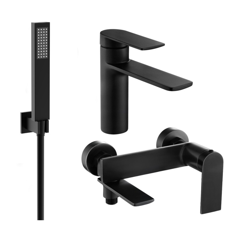 Mexen Zero R02 bathtub set, black - 71103R02-70