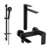 Mexen Zero DQ40 Bathtub Set, Black - 7113DQ40-70