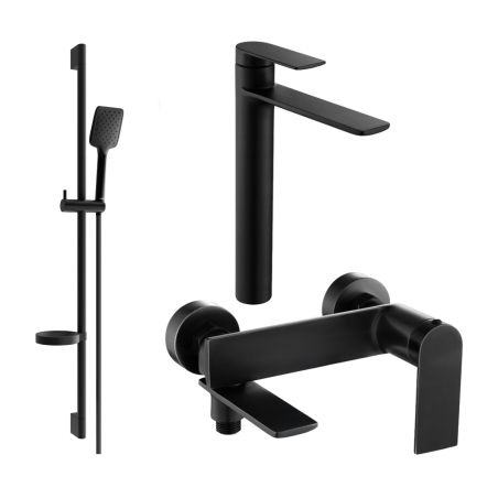 Mexen Zero DS62 Bath Set, Black - 7113DS62-70
