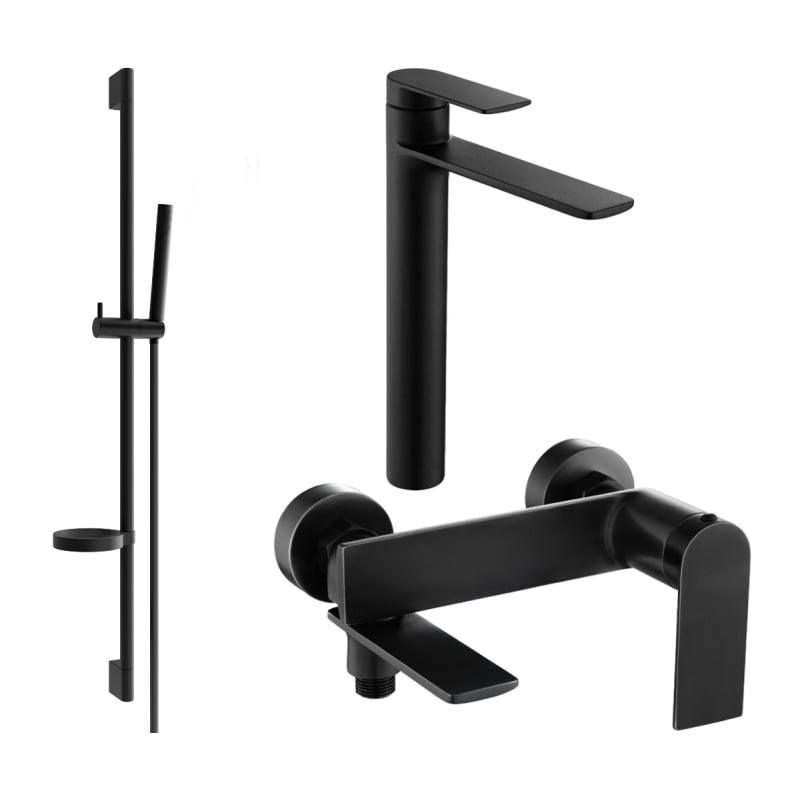 Mexen Zero DS70 Bathtub Set, Black - 7113DS70-70