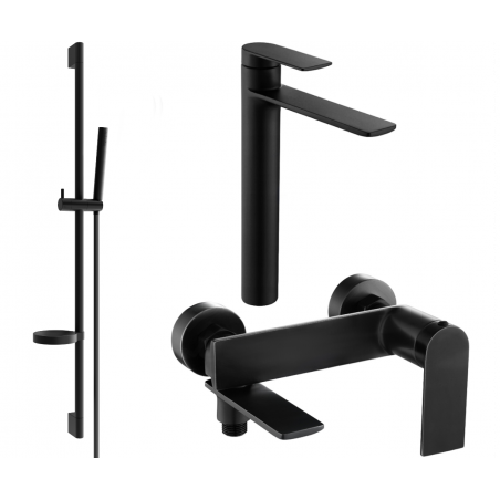 Mexen Zero DS70 Bathtub Set, Black - 7113DS70-70