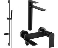 Mexen Zero DS70 bath set, black - 7113DS70-70