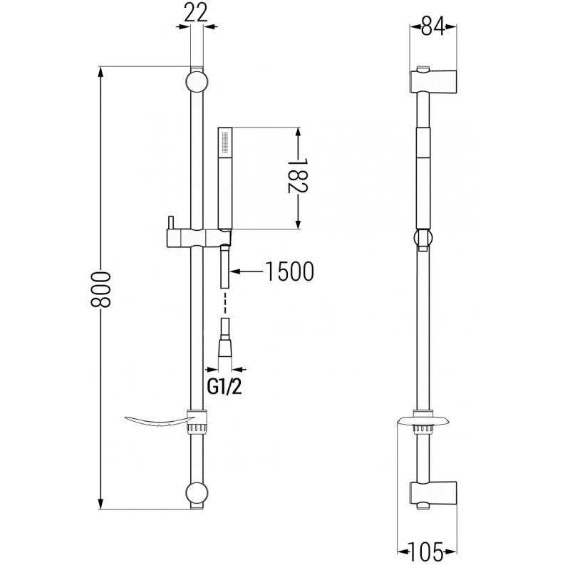 Mexen Zero DF70 duschset, krom - 71114DF70-00