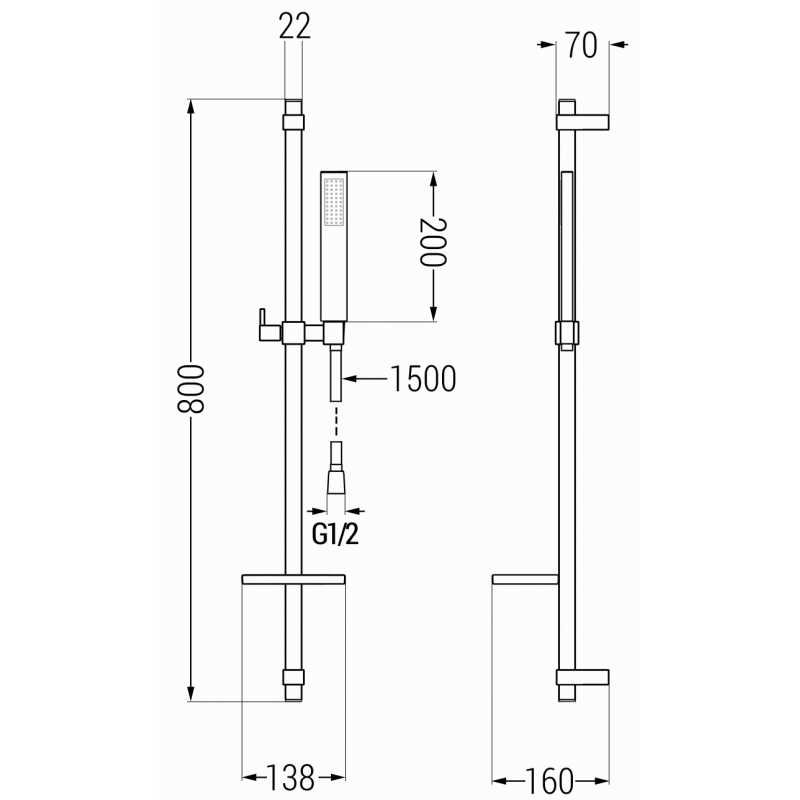 Mexen Zero DQ02 douchegarnituur, zwart - 71114DQ02-70