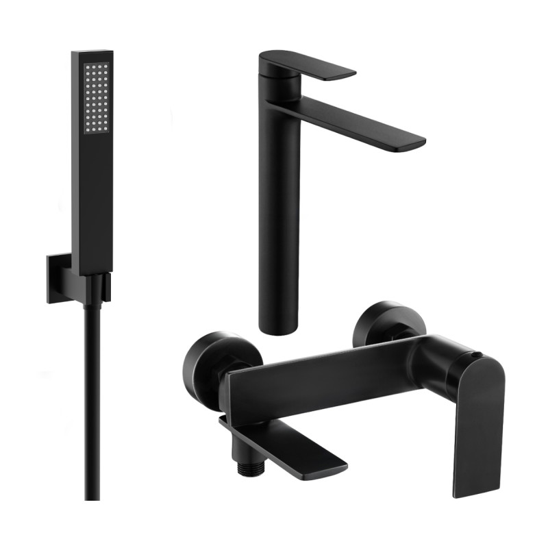 Mexen Zero R02 bathtub set, black - 71113R02-70