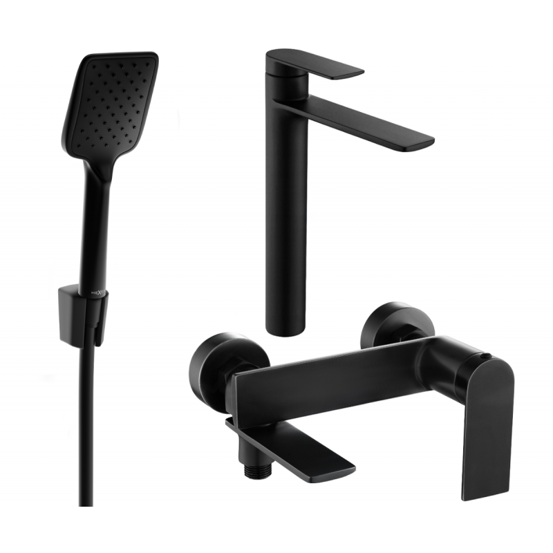 Mexen Zero R62 Badewannen-Set, schwarz - 71113R62-70