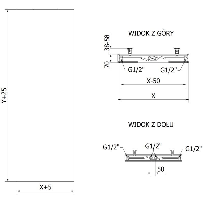 Mexen Flat VS20S plaadiradiaator 1400 x 600 mm, alumine keskühendus, 1068 W, antratsiit - W6VS20S-140-060-66
