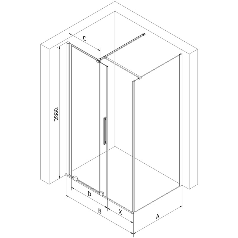 Mexen Velar Schiebedusche 130 x 90 cm, gefrostet, gebürstetes Gun Gray - 871-130-090-31-66