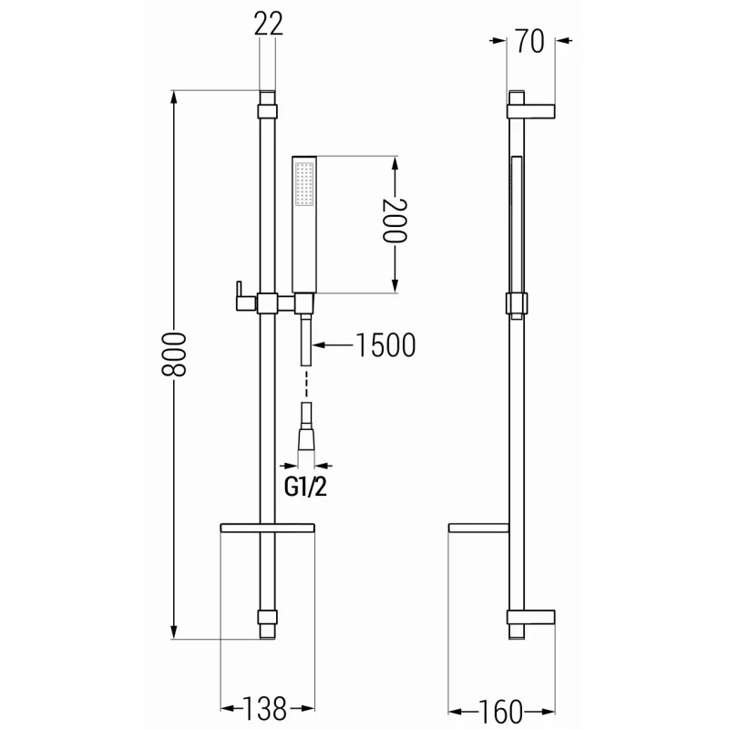 Mexen Zero DQ02 ensemble de douche, doré - 71114DQ02-50