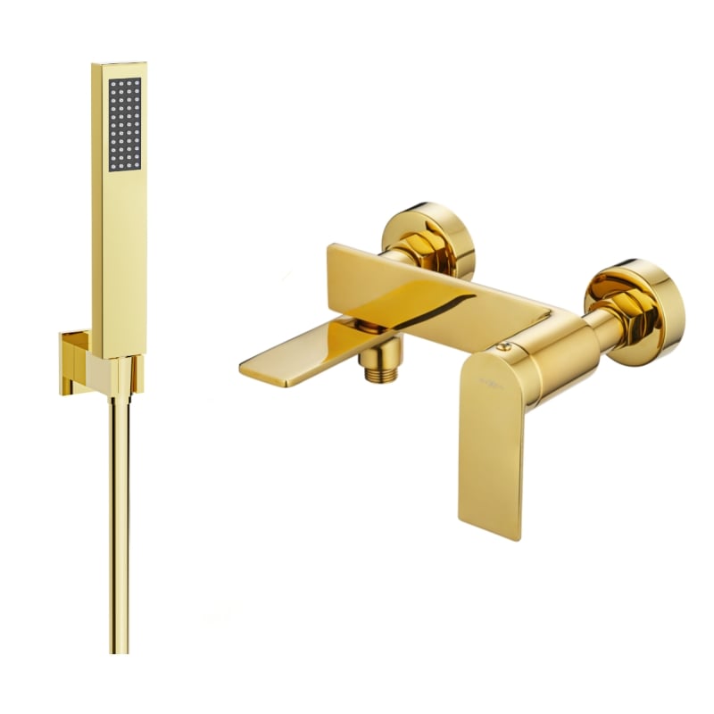 Mexen Zero R02 bateria wannowa z zestawem prysznicowym, złota - 7113R02-50