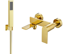Mexen Zero Misturador de banheira R02 com conjunto de duche, dourado - 7113R02-50