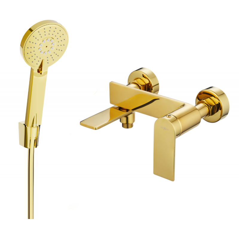 Mexen Zero R40 badkraan met douche set, goud - 7113R40-50