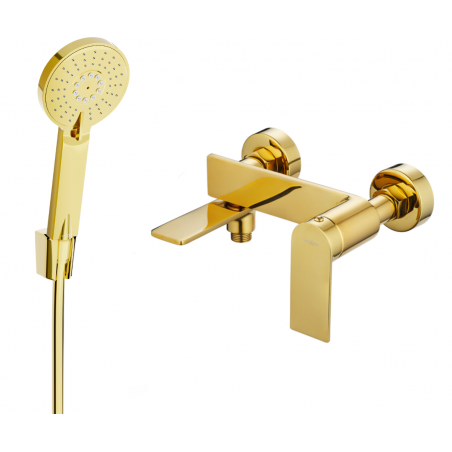 Mexen Zero R40 badkraan met douche set, goud - 7113R40-50
