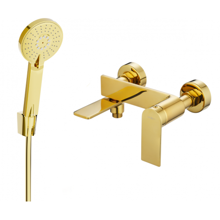 Mexen Zero R40 bathtub faucet with shower set, gold - 7113R40-50