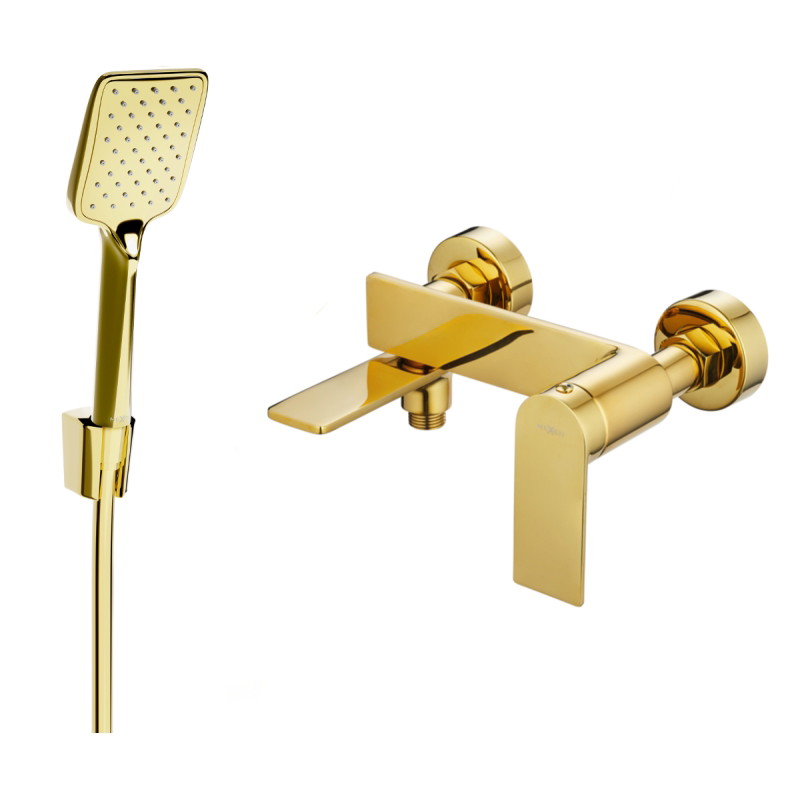 Mexen Zero R62 bathtub faucet with shower set, gold - 7113R62-50