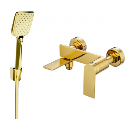 Mexen Zero R62 bathtub faucet with shower set, gold - 7113R62-50