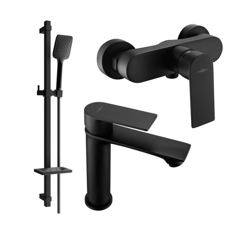 Mexen Royo DQ62 Duschset, schwarz - 72204DQ62-70