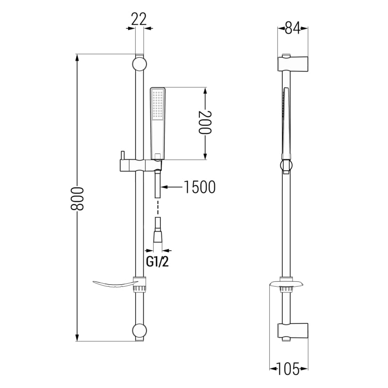 Mexen Fabia DF72 shower faucet with shower set, black - 74654DF72-70