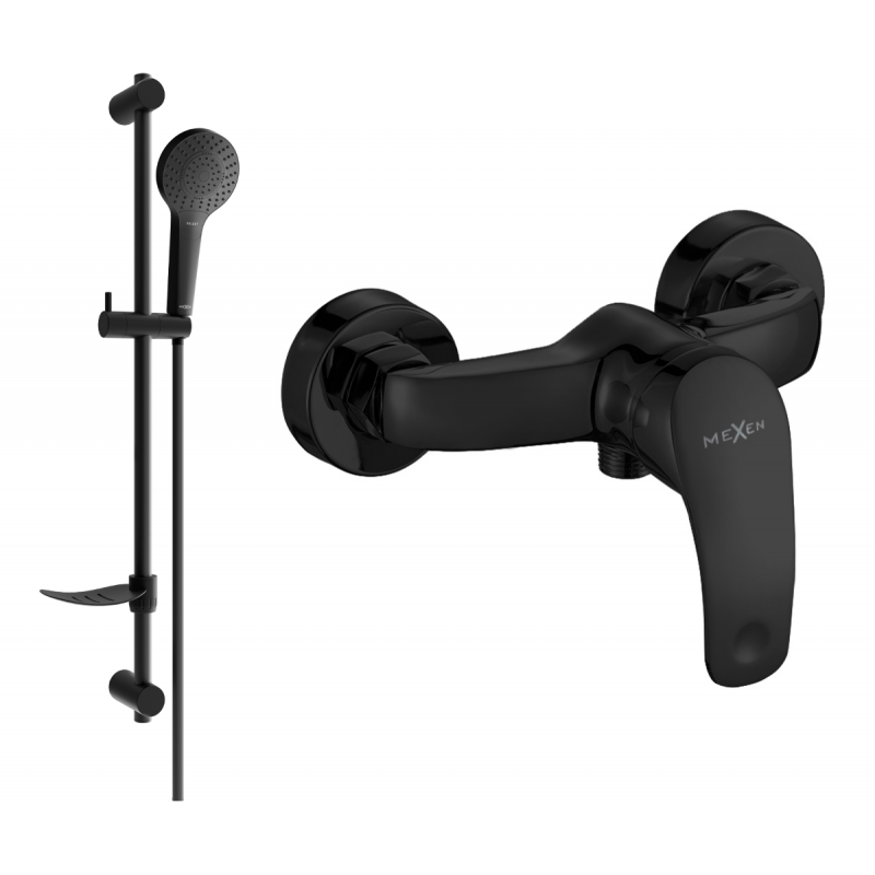 Mexen Fabia DF05 shower mixer with shower set, black - 74654DF05-70