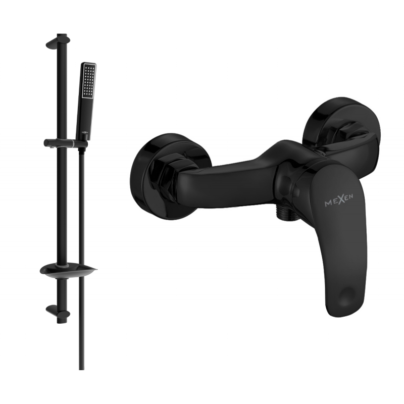 Mexen Fabia DB72 shower mixer with shower set, black - 74654DB72-70