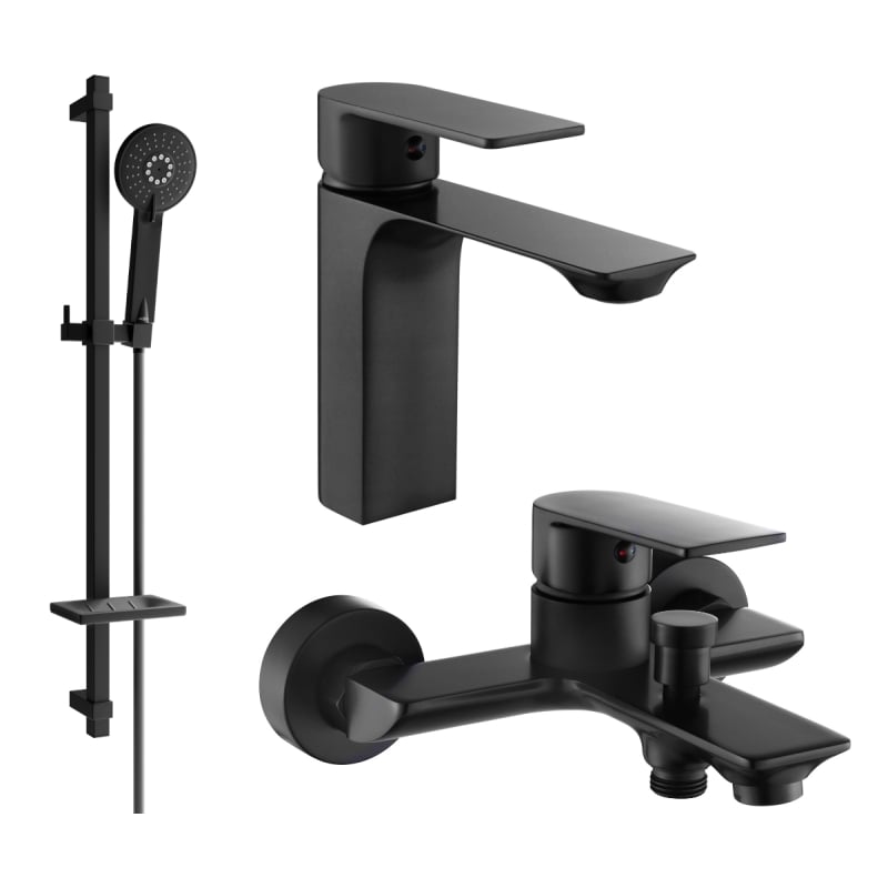Mexen Alexa DQ40 Bathtub Set, Black - 71203DQ40-70