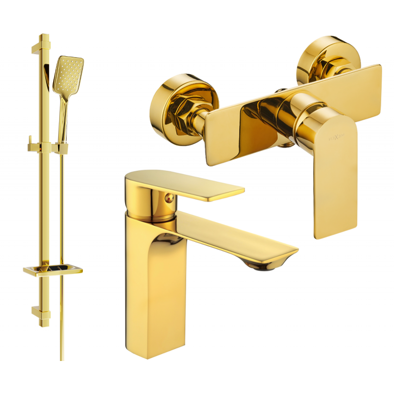 Mexen Alexa DQ62 conjunto de duche, dourado - 71204DQ62-50