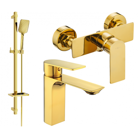 Mexen Alexa DQ62 shower set, gold - 71204DQ62-50