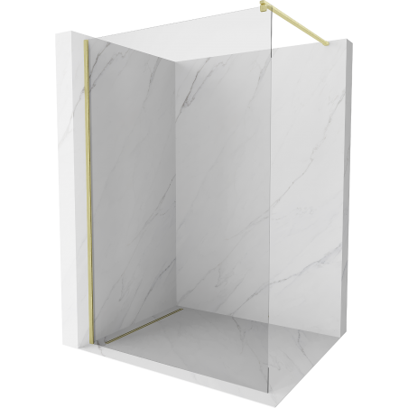 Mexen Kioto Duschwand Walk-in 90 x 200 cm, transparent 8 mm, gebürstetes Gold - 800-090-101-55-00