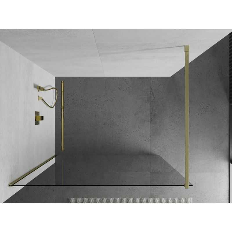 Mexen Kioto paroi de douche Walk-in 75 x 200 cm, transparent 8 mm, or brossé - 800-075-101-55-00