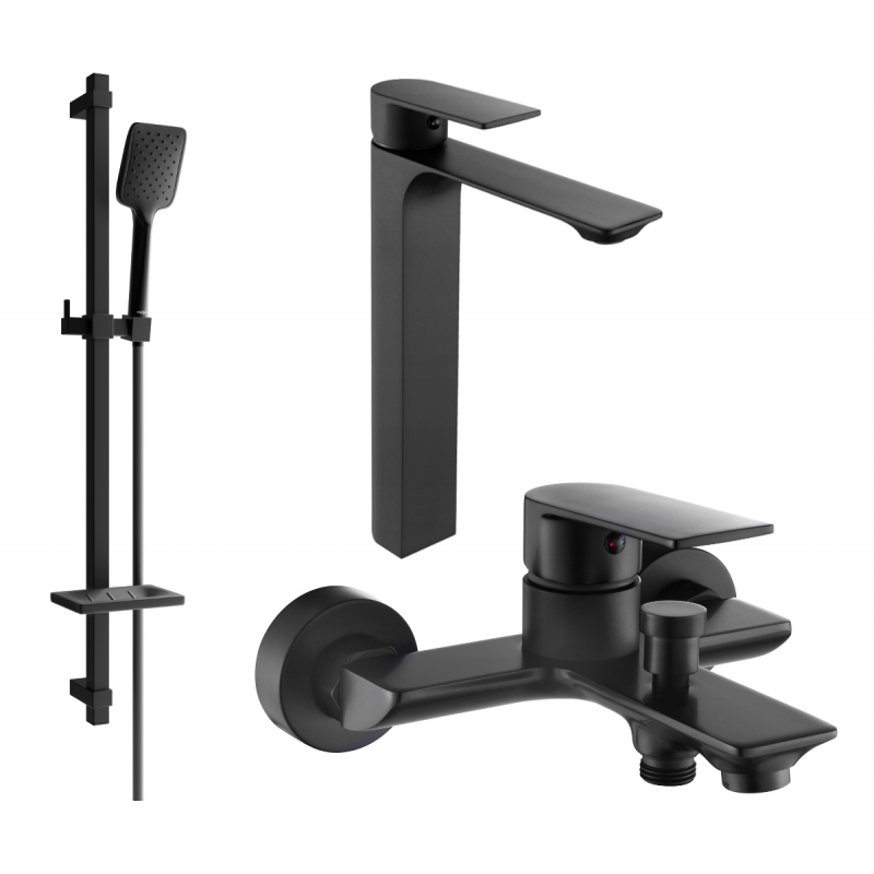 Mexen Alexa DQ62 conjunto de baño, negro - 71213DQ62-70