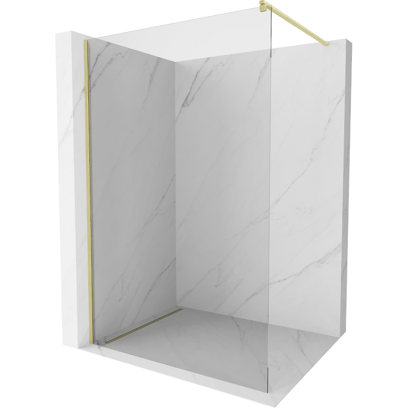 Mexen Kioto Parede de chuveiro Walk-in 180 x 200 cm, transparente 8 mm, dourado escovado - 800-180-101-55-00