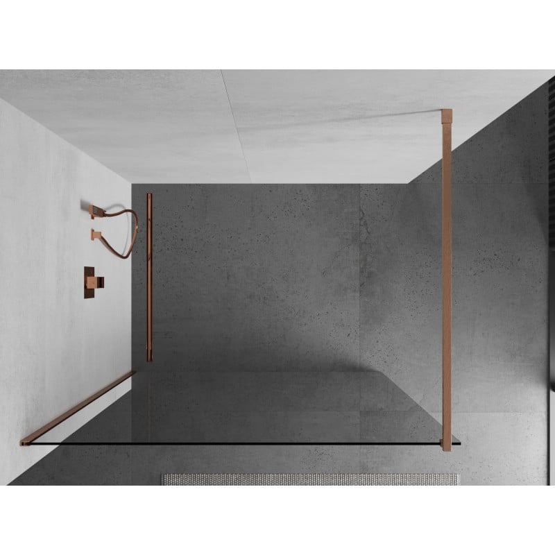 Mexen Kioto parede de chuveiro Walk-in 50 x 200 cm, transparente 8 mm, cobre escovado - 800-050-101-65-00