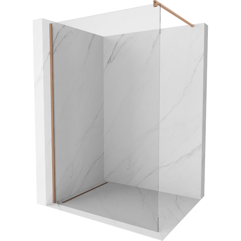 Mexen Kioto Parede de duche Walk-in 70 x 200 cm, transparente 8 mm, cobre escovado - 800-070-101-65-00