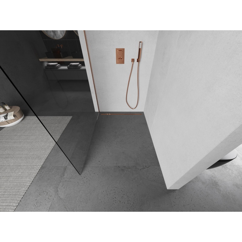 Mexen Kioto dušisein Walk-in 90 x 200 cm, läbipaistev 8 mm, harjatud vask - 800-090-101-65-00