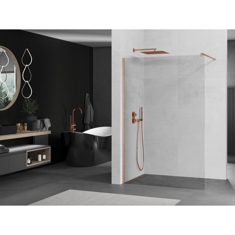 Mexen Kioto dušisein Walk-in 90 x 200 cm, läbipaistev 8 mm, harjatud vask - 800-090-101-65-00