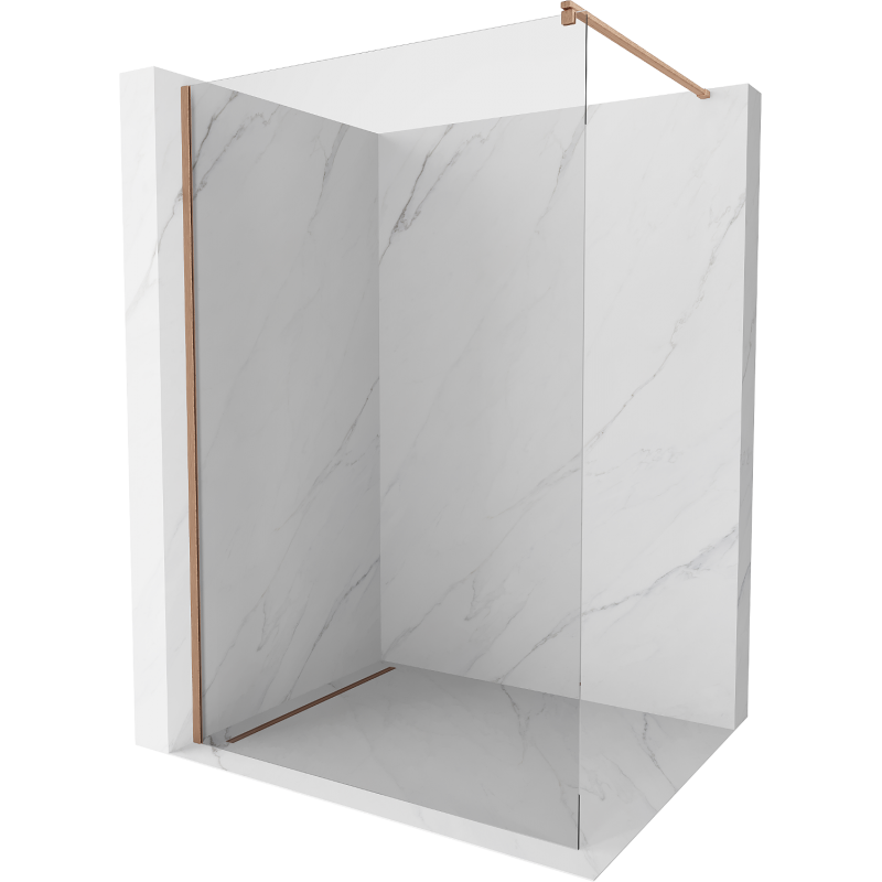 Mexen Kioto douchewand Walk-in 130 x 200 cm, transparant 8 mm, geborsteld koper - 800-130-101-65-00