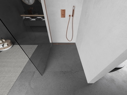 Mexen Kioto tuš stena Walk-in 130 x 200 cm, prozorna 8 mm, brušena medenina - 800-130-101-65-00
