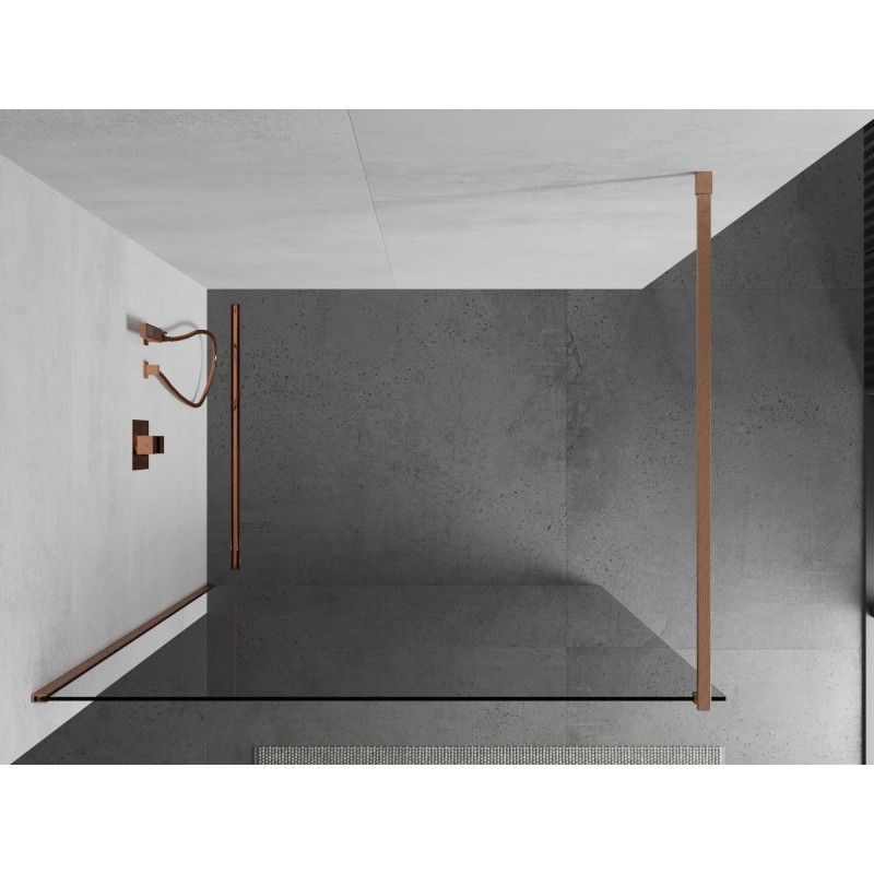 Mexen Kioto parete doccia Walk-in 140 x 200 cm, trasparente 8 mm, rame spazzolato - 800-140-101-65-00