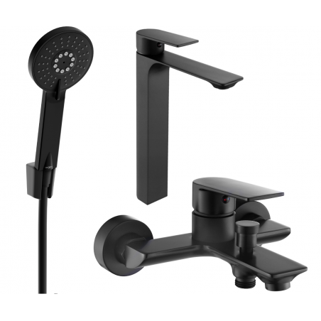 Mexen Alexa R40 bathtub set, black - 71213R40-70