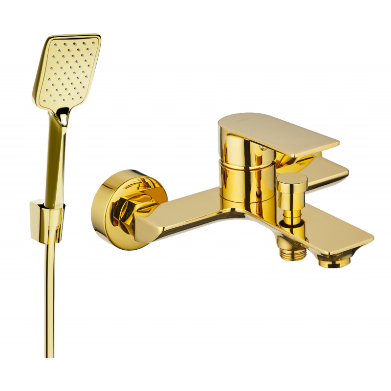 Mexen Alexa R62 bath tap with shower set, gold - 7123R62-50