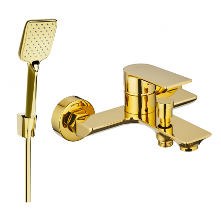 Mexen Alexa R62 bath tap with shower set, gold - 7123R62-50