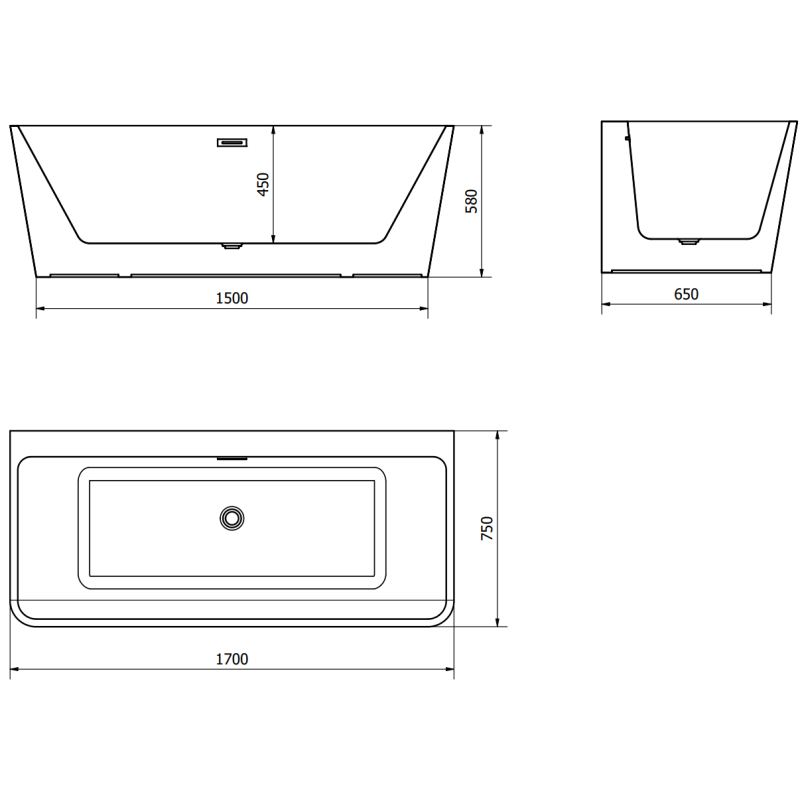 Mexen Volta bañera exenta adosada 170 x 75 cm, blanca, rebosadero oro rosa - 51131707500-60
