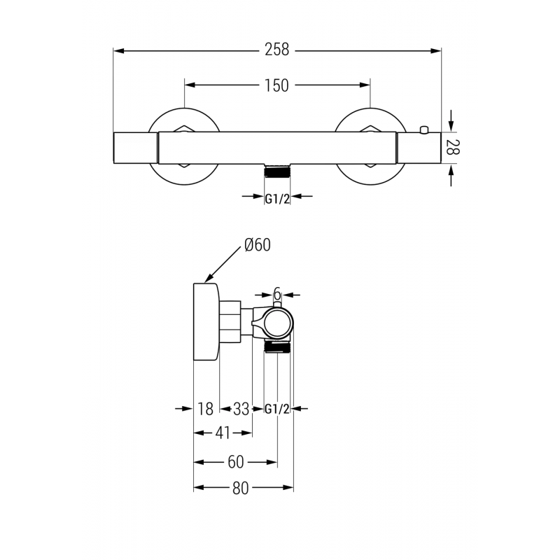 Mexen Slim Tord opbouw doucheset met regendouche en thermostatische mengkraan, chroom - 77105200-00