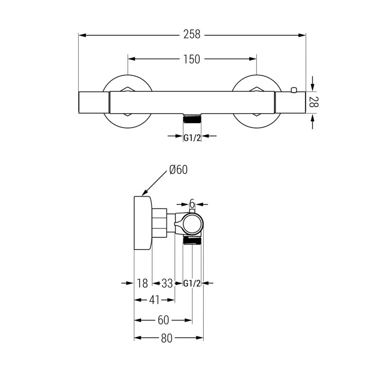 Mexen Slim Erik exposed shower set with rain showerhead and thermostatic shower faucet, chrome - 77105205-00