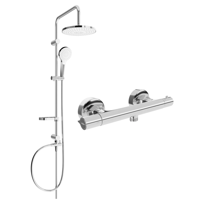 Mexen Erik conjunto de ducha empotrado con rociador y grifo de ducha termostático Slim, cromo - 77105205-00