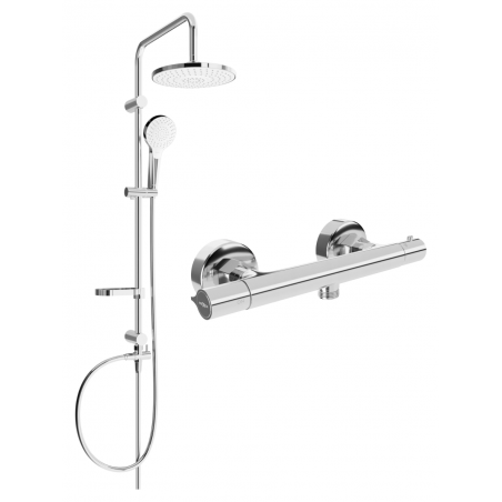 Mexen Erik Aufputz-Duschset mit Regendusche und Thermostat-Duschbatterie Slim, Chrom - 77105205-00