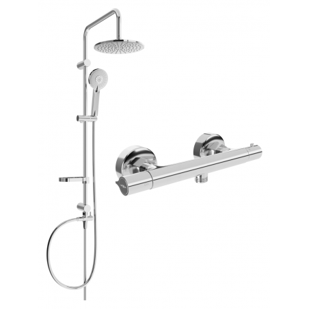 Mexen Slim Carl conjunto de duche de montagem exposta com chuveiro de teto e misturadora termostática, cromado - 77105240-00